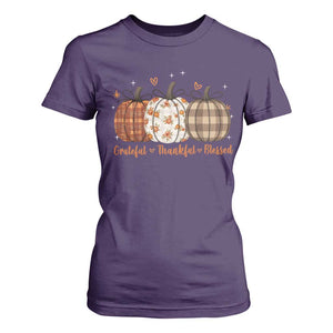 Grateful Thankful Blessed Pumpkin T Shirt For Women Hello Thanksgiving Cozy Fall Autumn Rustic TS10 Purple Print Your Wear
