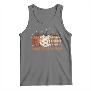 Grateful Thankful Blessed Pumpkin Tank Top Hello Thanksgiving Cozy Fall Autumn Rustic TS10 Black Heather Print Your Wear