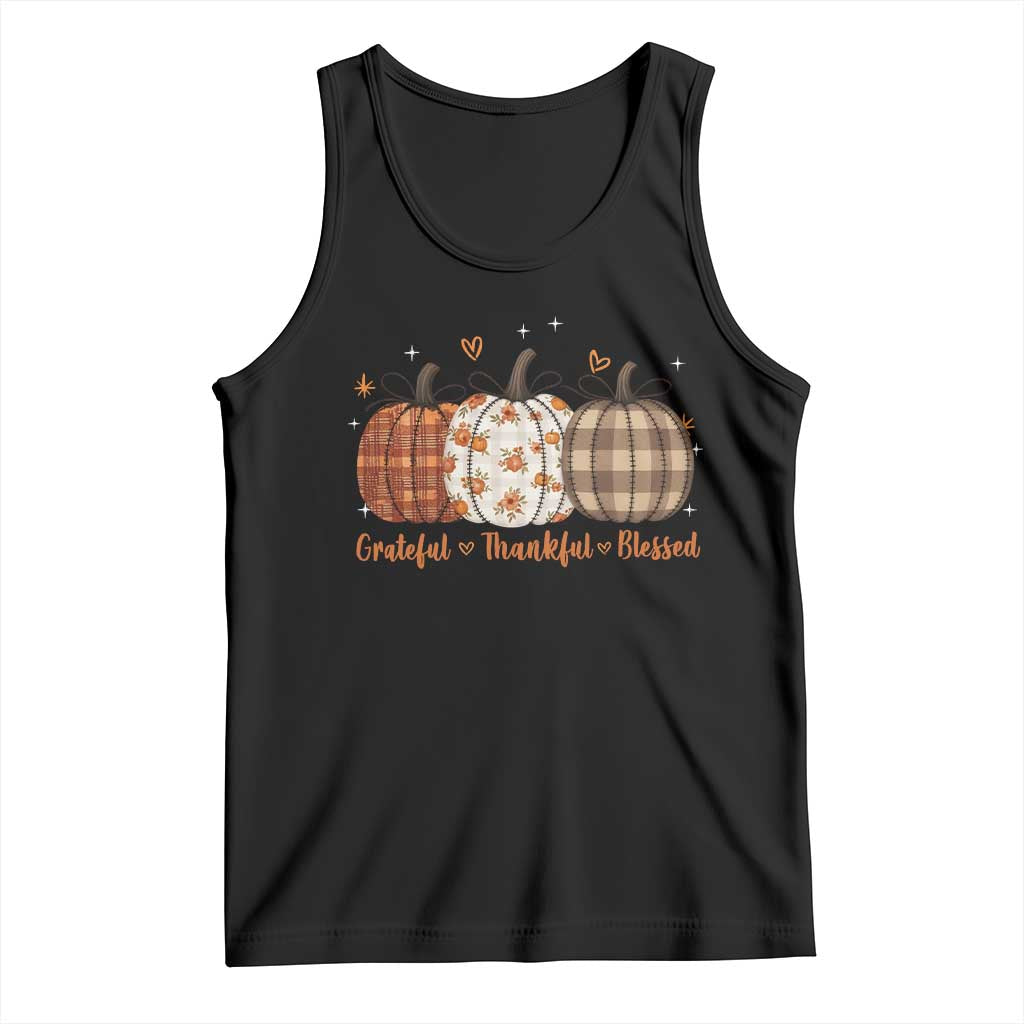 Grateful Thankful Blessed Pumpkin Tank Top Hello Thanksgiving Cozy Fall Autumn Rustic TS10 Black Print Your Wear