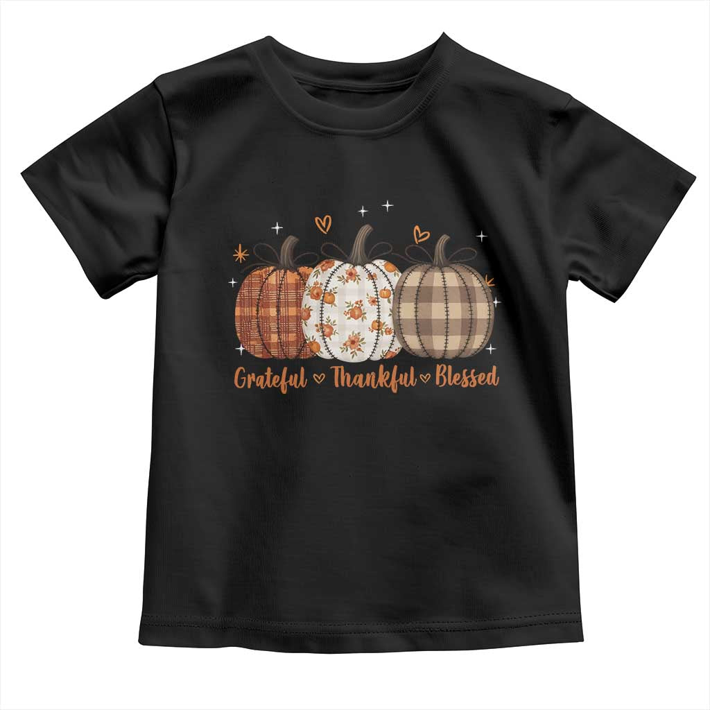 Grateful Thankful Blessed Pumpkin Toddler T Shirt Hello Thanksgiving Cozy Fall Autumn Rustic TS10 Black Print Your Wear