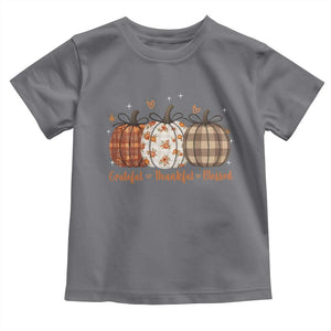 Grateful Thankful Blessed Pumpkin Toddler T Shirt Hello Thanksgiving Cozy Fall Autumn Rustic TS10 Charcoal Print Your Wear