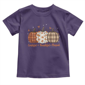 Grateful Thankful Blessed Pumpkin Toddler T Shirt Hello Thanksgiving Cozy Fall Autumn Rustic TS10 Purple Print Your Wear