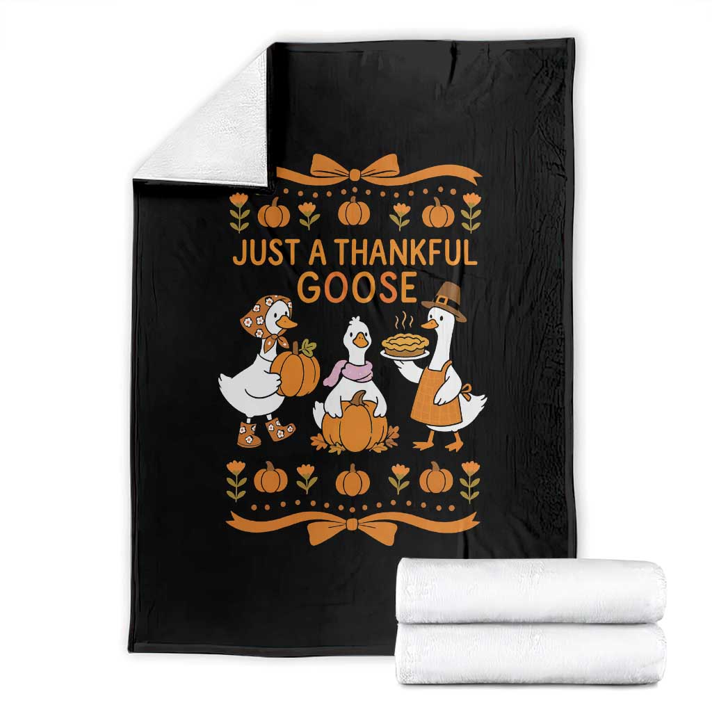 Just a Thankful Goose Throw Blanket Thanksgiving Silly Gooses TS10 Black Print Your Wear