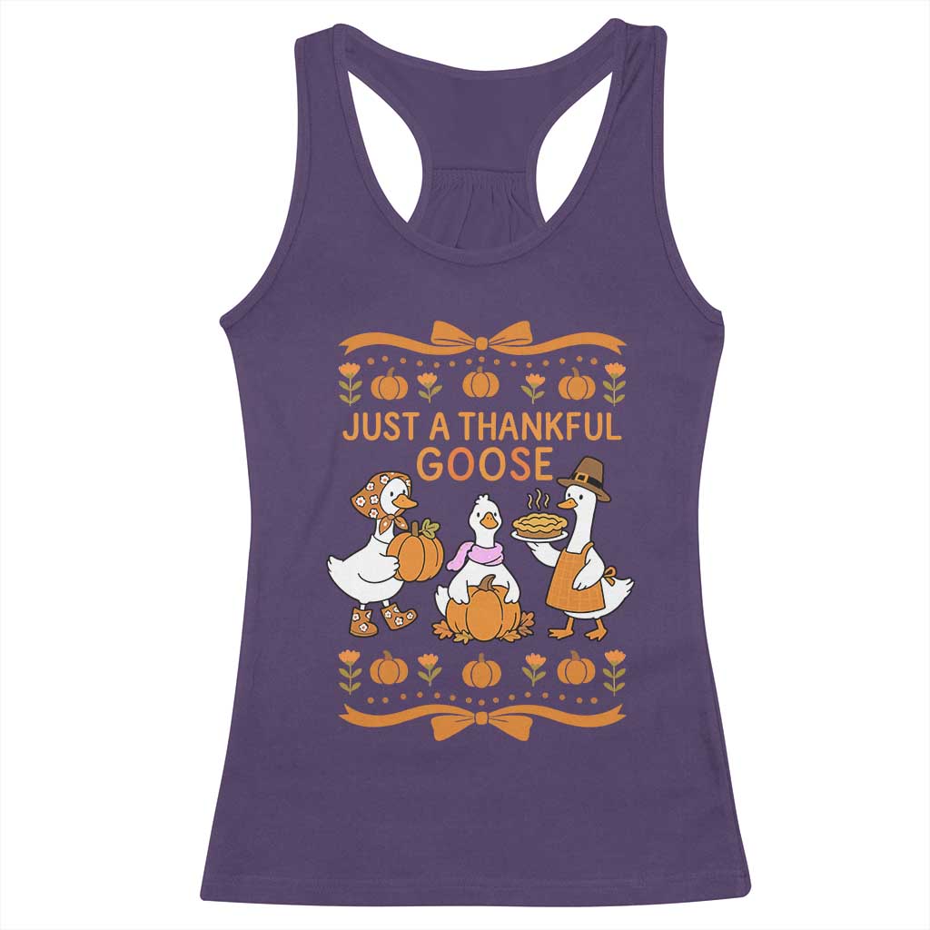 Just a Thankful Goose Racerback Tank Top Thanksgiving Silly Gooses TS10 Purple Print Your Wear