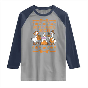 Just a Thankful Goose Raglan Shirt Thanksgiving Silly Gooses TS10 Sport Gray Navy Print Your Wear