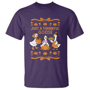 Just a Thankful Goose T Shirt Thanksgiving Silly Gooses TS10 Purple Print Your Wear