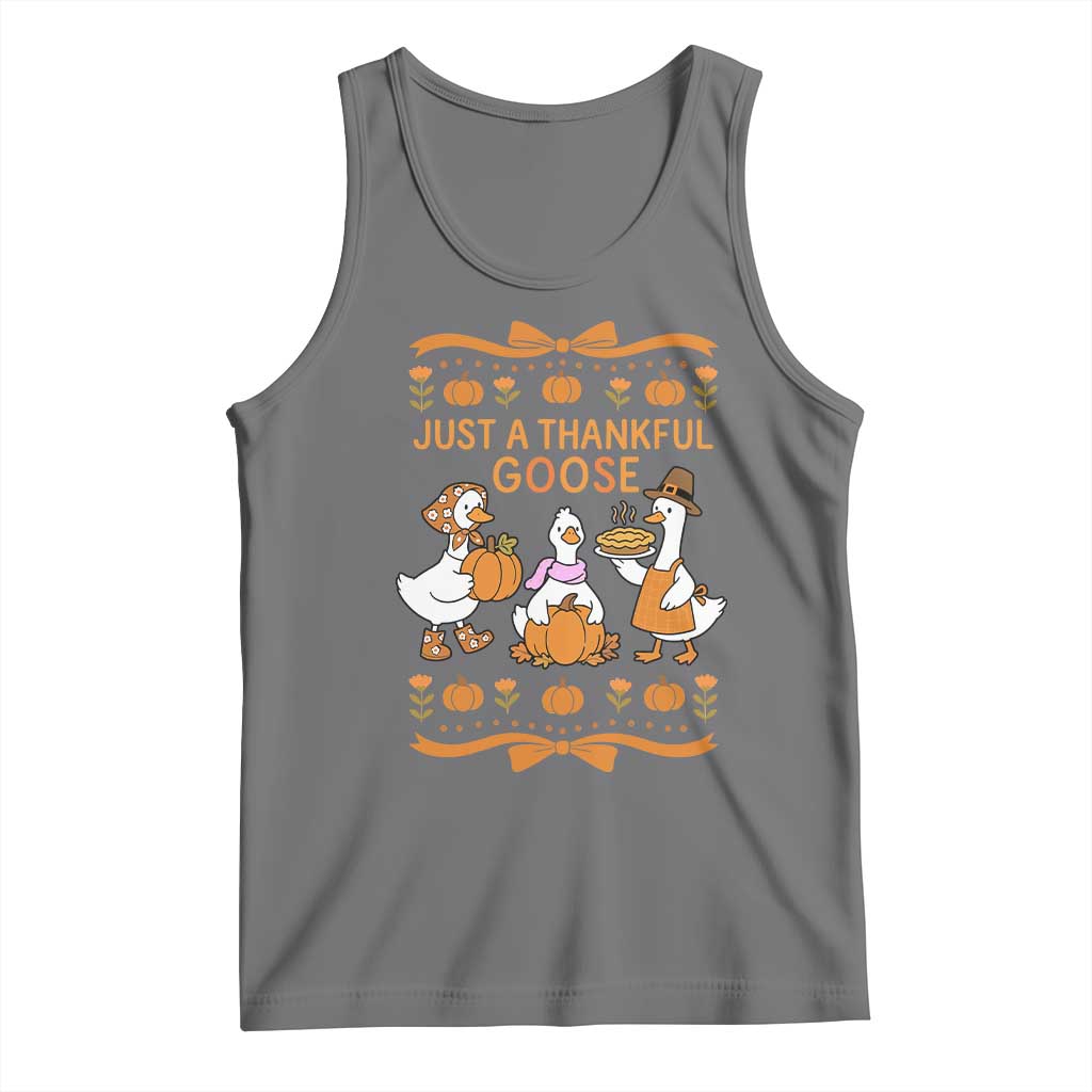 Just a Thankful Goose Tank Top Thanksgiving Silly Gooses TS10 Black Heather Print Your Wear