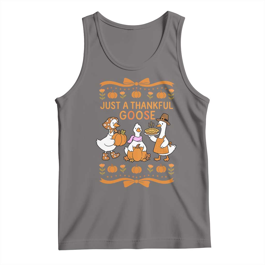 Just a Thankful Goose Tank Top Thanksgiving Silly Gooses TS10 Deep Heather Print Your Wear