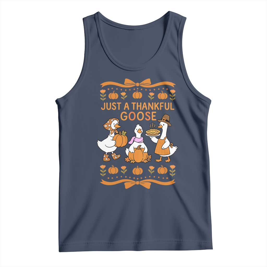 Just a Thankful Goose Tank Top Thanksgiving Silly Gooses TS10 Navy Print Your Wear