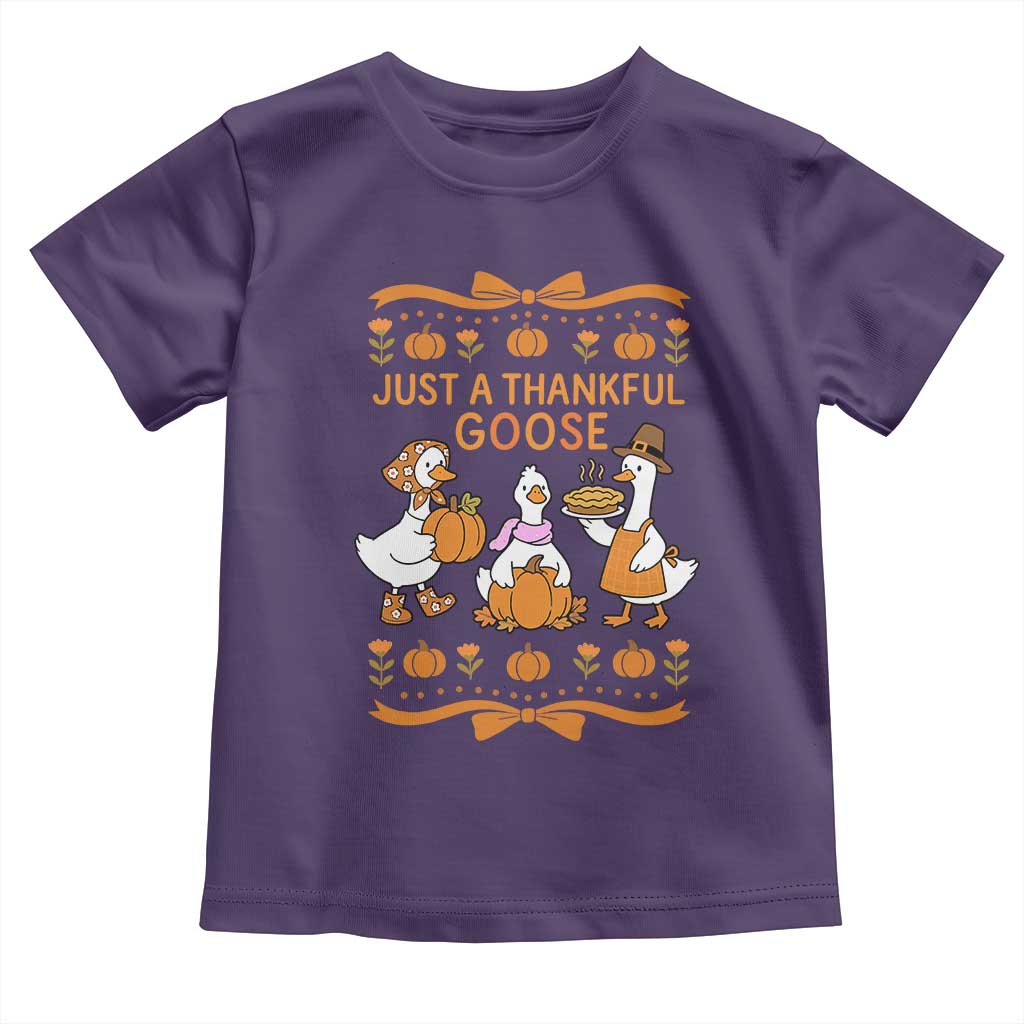 Just a Thankful Goose Toddler T Shirt Thanksgiving Silly Gooses TS10 Purple Print Your Wear