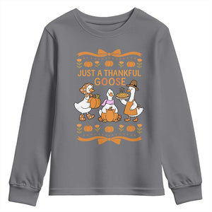 Just a Thankful Goose Youth Sweatshirt Thanksgiving Silly Gooses TS10 Charcoal Print Your Wear