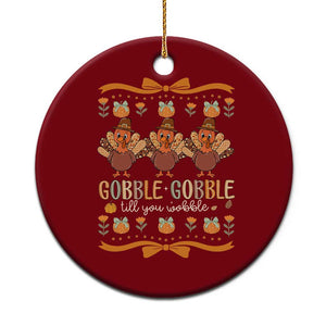 Gobble Gobble Till You Wobble Ceramic Ornament Funny Thanksgiving Turkey TS10 1pc Red Print Your Wear