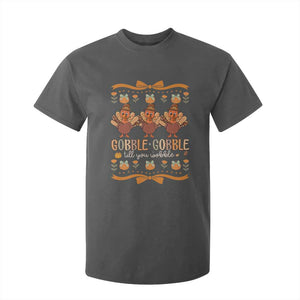 Gobble Gobble Till You Wobble T Shirt For Kid Funny Thanksgiving Turkey TS10 Dark Heather Print Your Wear