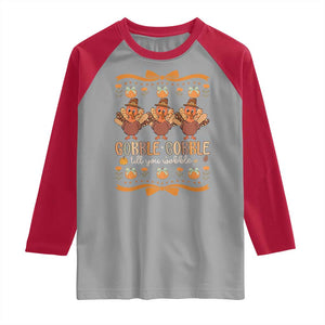 Gobble Gobble Till You Wobble Raglan Shirt Funny Thanksgiving Turkey TS10 Sport Gray Red Print Your Wear