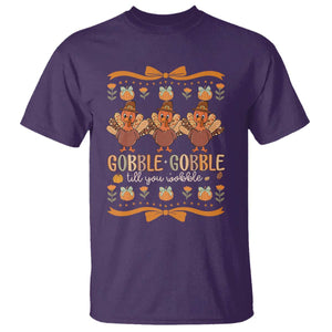 Gobble Gobble Till You Wobble T Shirt Funny Thanksgiving Turkey TS10 Purple Print Your Wear
