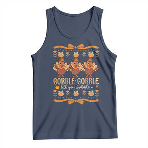 Gobble Gobble Till You Wobble Tank Top Funny Thanksgiving Turkey TS10 Navy Print Your Wear
