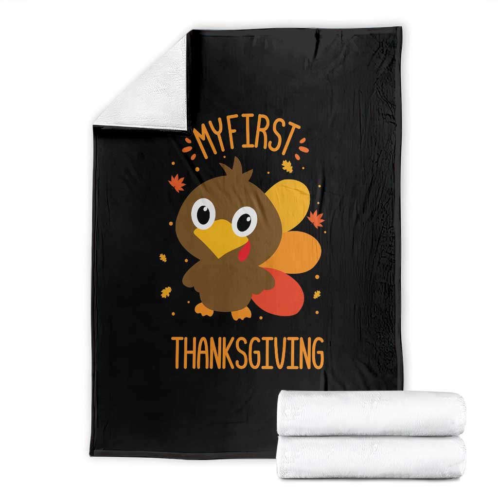 My First Thanksgiving Throw Blanket Funny Thanksgiving Turkey TS10 Black Print Your Wear