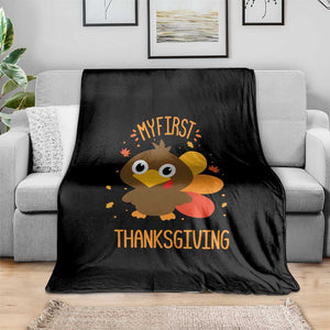 My First Thanksgiving Throw Blanket Funny Thanksgiving Turkey TS10 Print Your Wear