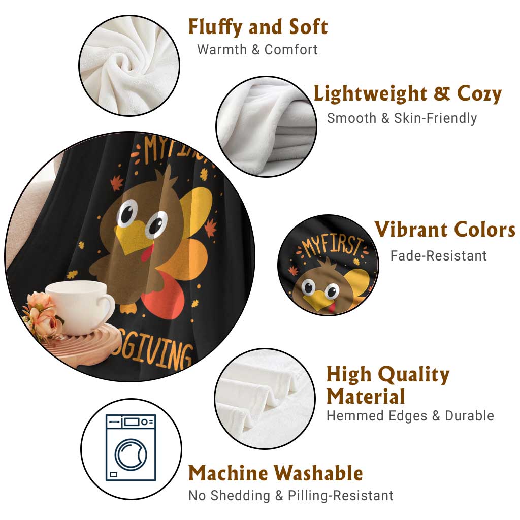 My First Thanksgiving Throw Blanket Funny Thanksgiving Turkey TS10 Print Your Wear