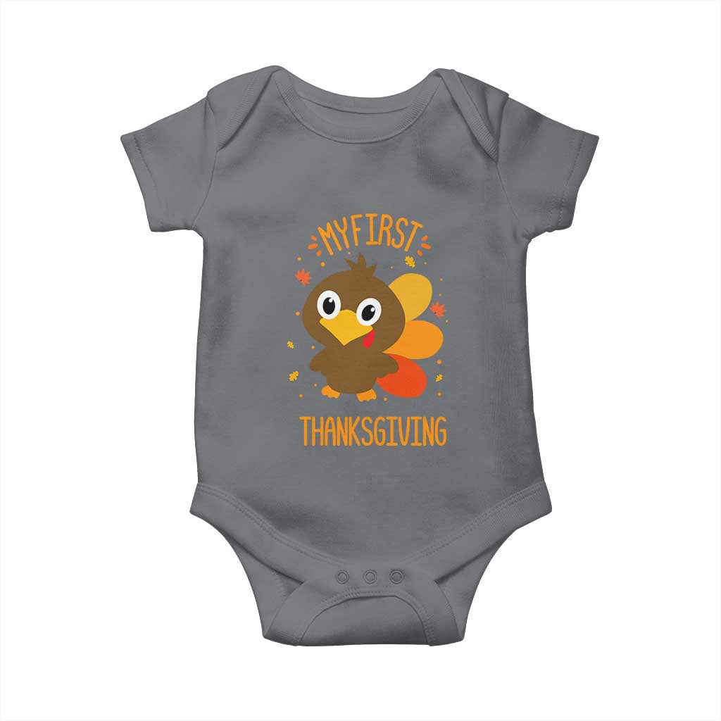 My First Thanksgiving Baby Onesie Funny Thanksgiving Turkey TS10 Charcoal Print Your Wear