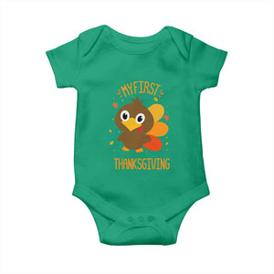 My First Thanksgiving Baby Onesie Funny Thanksgiving Turkey TS10 Irish Green Print Your Wear