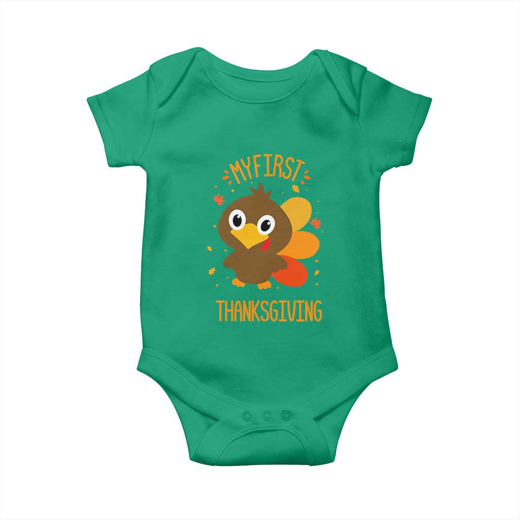 My First Thanksgiving Baby Onesie Funny Thanksgiving Turkey TS10 Irish Green Print Your Wear