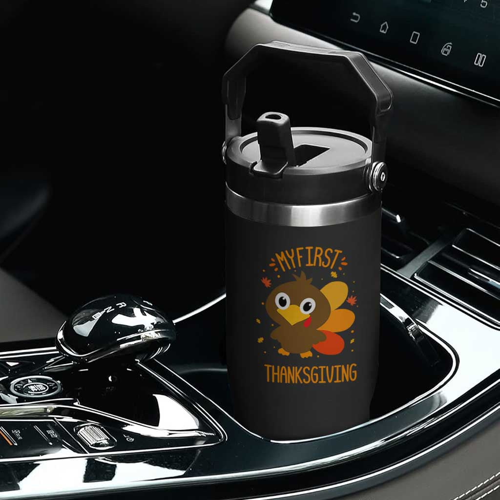 My First Thanksgiving Flip Straw Tumbler Funny Thanksgiving Turkey TS10 Print Your Wear