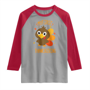My First Thanksgiving Raglan Shirt Funny Thanksgiving Turkey TS10 Sport Gray Red Print Your Wear