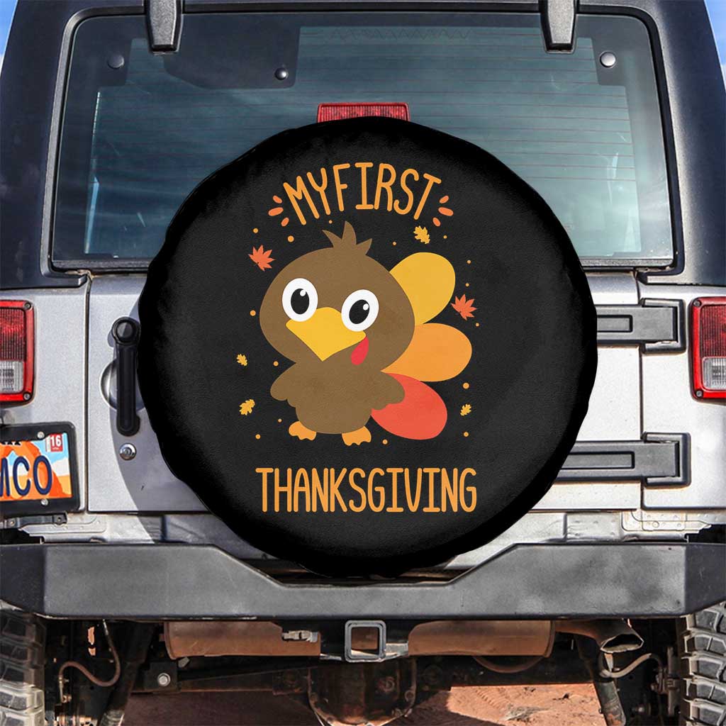 My First Thanksgiving Spare Tire Cover Funny Thanksgiving Turkey TS10 No hole Black Print Your Wear