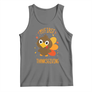 My First Thanksgiving Tank Top Funny Thanksgiving Turkey TS10 Black Heather Print Your Wear