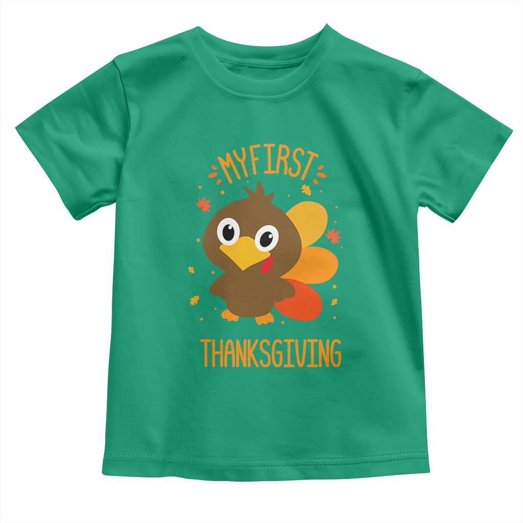My First Thanksgiving Toddler T Shirt Funny Thanksgiving Turkey TS10 Irish Green Print Your Wear