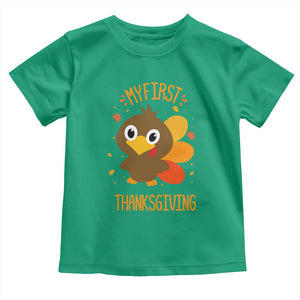 My First Thanksgiving Toddler T Shirt Funny Thanksgiving Turkey TS10 Irish Green Print Your Wear