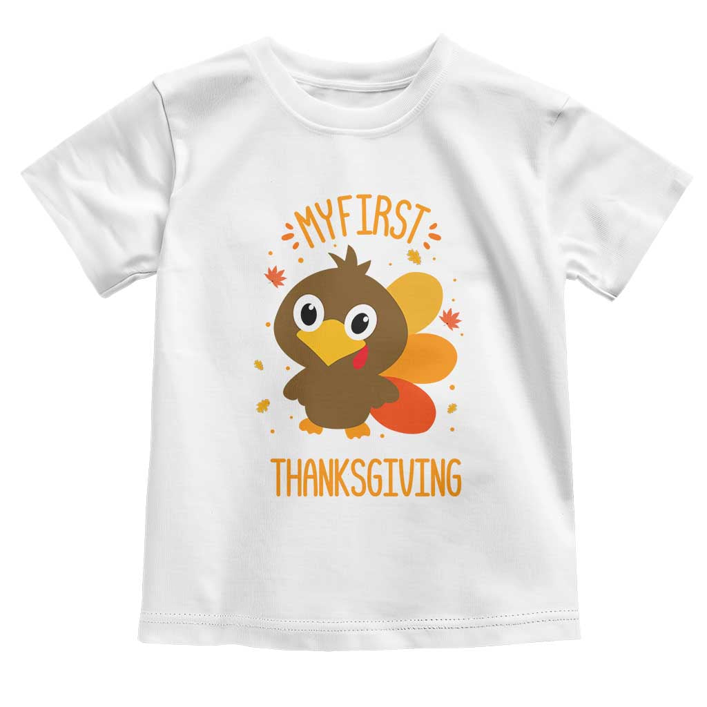 My First Thanksgiving Toddler T Shirt Funny Thanksgiving Turkey TS10 White Print Your Wear