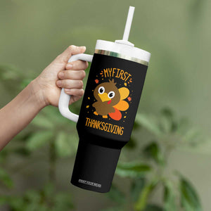 My First Thanksgiving Tumbler With Handle Funny Thanksgiving Turkey TS10 Print Your Wear
