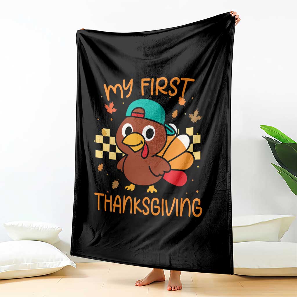My First Thanksgiving Throw Blanket Funny Newborn Thanksgiving Turkey Boys TS10 Print Your Wear