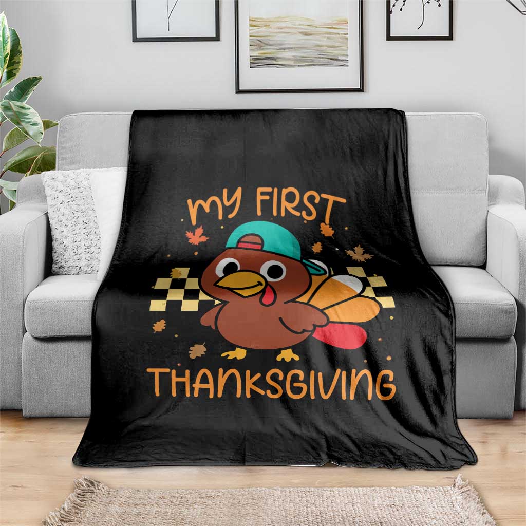 My First Thanksgiving Throw Blanket Funny Newborn Thanksgiving Turkey Boys TS10 Print Your Wear
