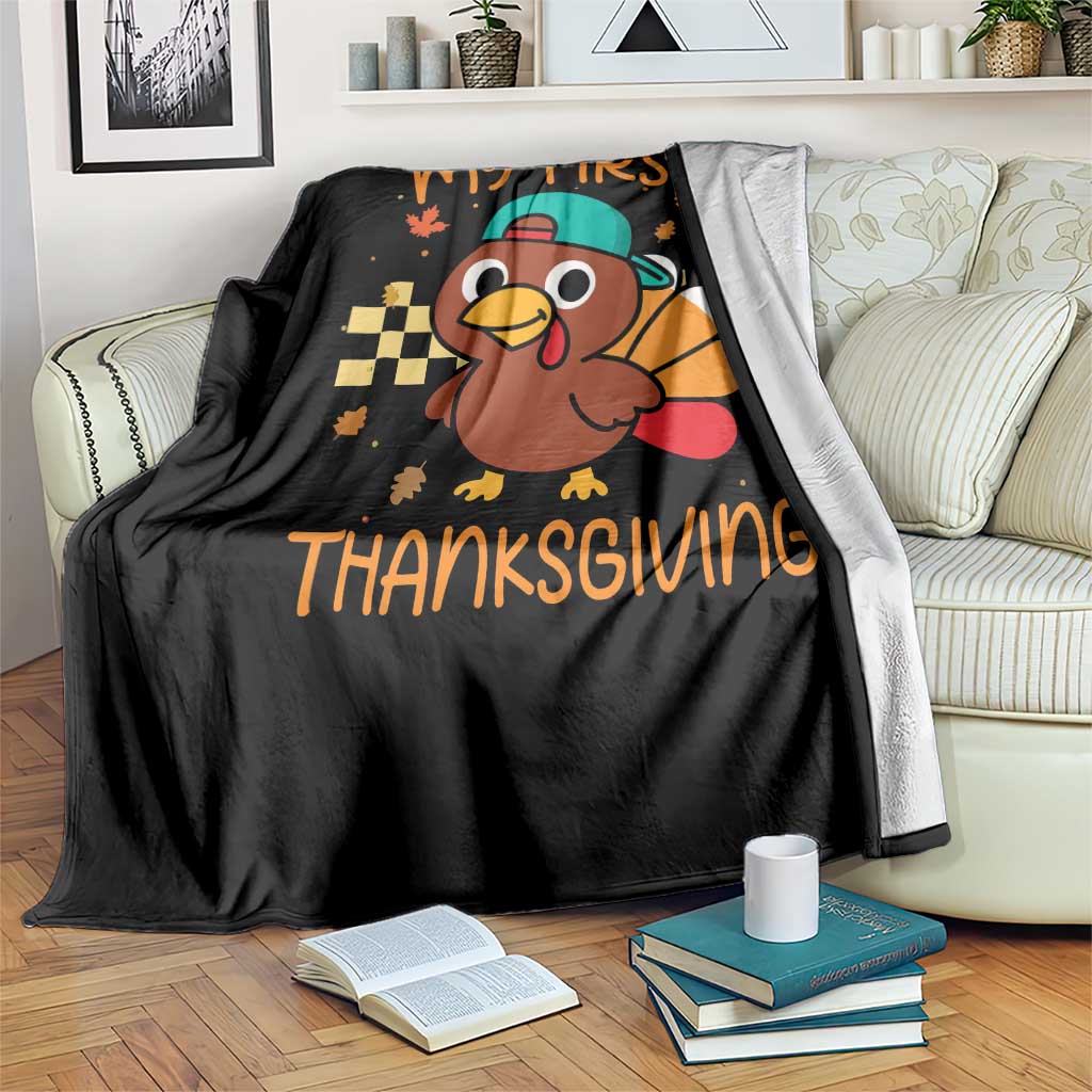 My First Thanksgiving Throw Blanket Funny Newborn Thanksgiving Turkey Boys TS10 Print Your Wear