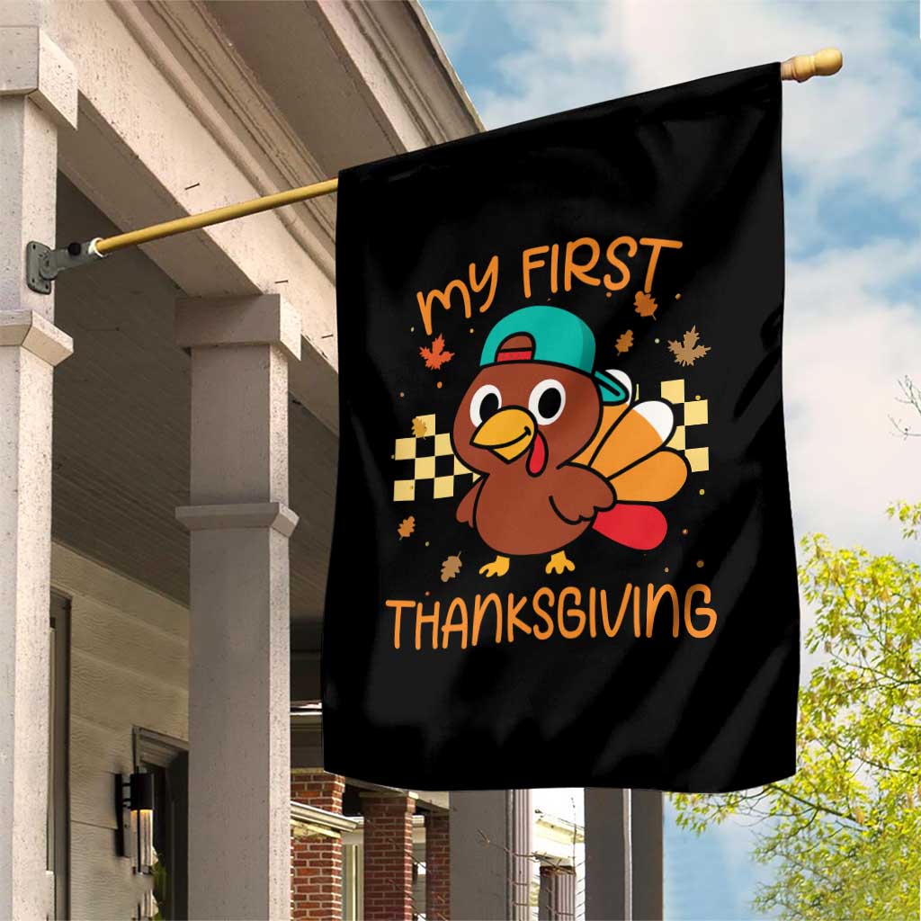 My First Thanksgiving Garden Flag Funny Newborn Thanksgiving Turkey Boys TS10 Print Your Wear
