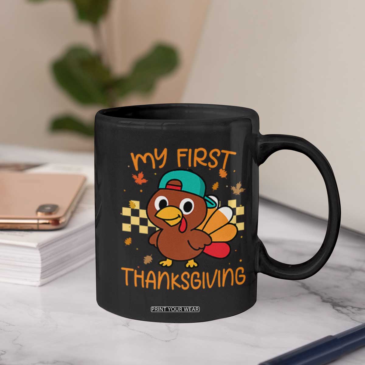 My First Thanksgiving Coffee Mug Funny Newborn Thanksgiving Turkey Boys TS10 Print Your Wear