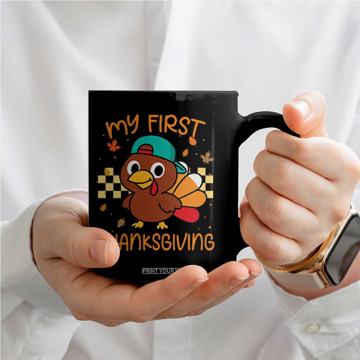 My First Thanksgiving Coffee Mug Funny Newborn Thanksgiving Turkey Boys TS10 Print Your Wear