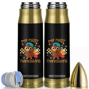 My First Thanksgiving Bullet Tumbler Funny Newborn Thanksgiving Turkey Boys TS10 Black Print Your Wear