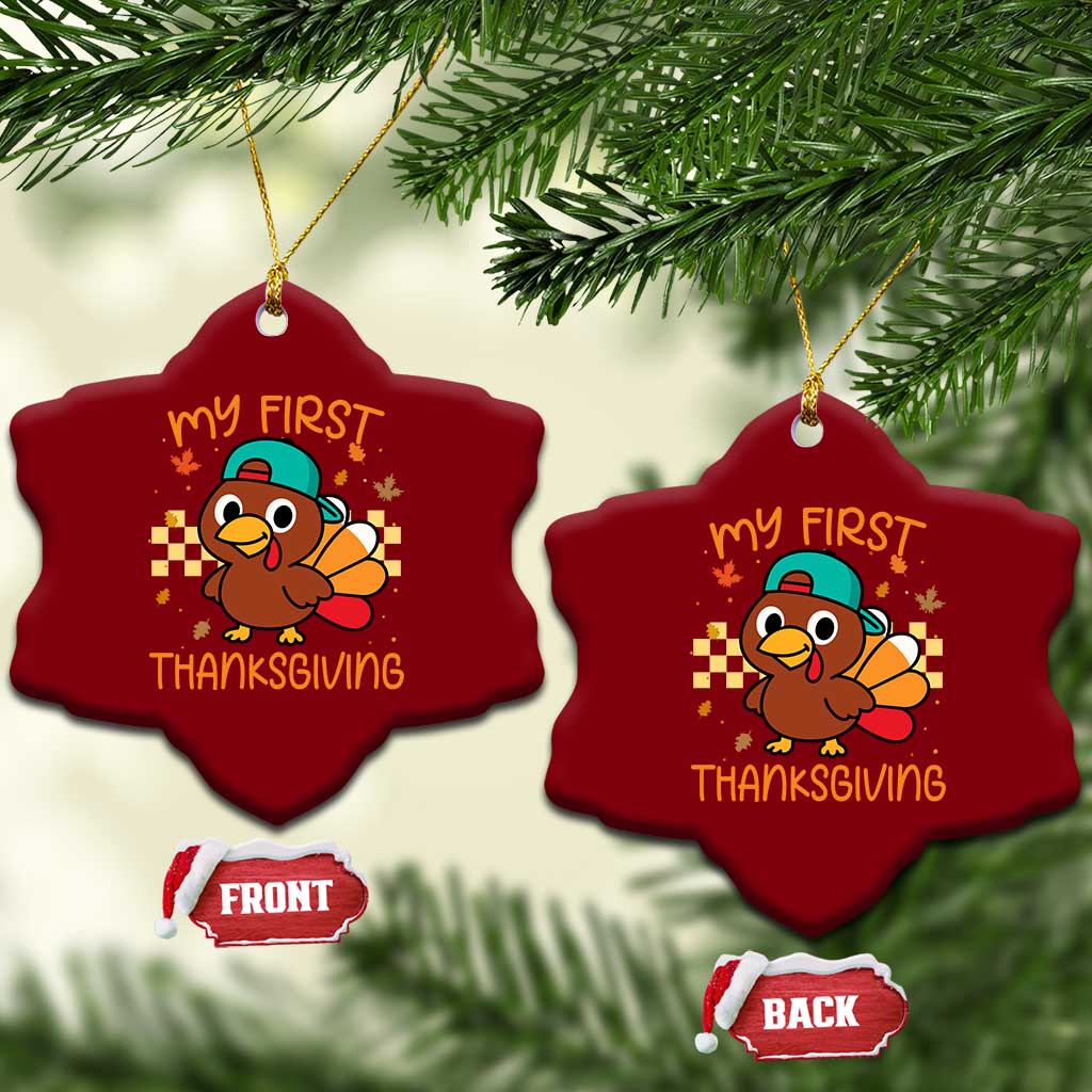 My First Thanksgiving Ceramic Ornament Funny Newborn Thanksgiving Turkey Boys TS10 Print Your Wear