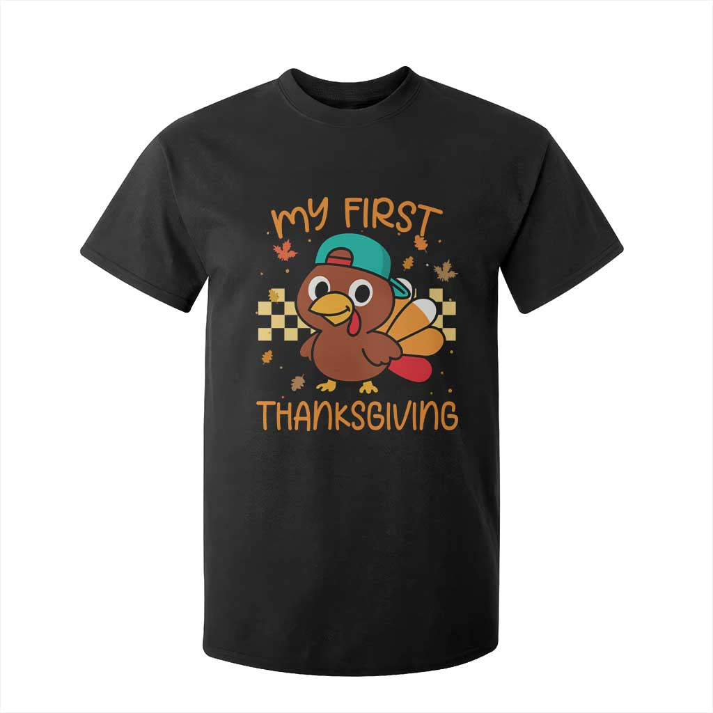My First Thanksgiving T Shirt For Kid Funny Newborn Thanksgiving Turkey Boys TS10 Black Print Your Wear