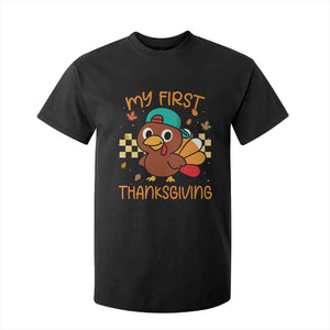 My First Thanksgiving T Shirt For Kid Funny Newborn Thanksgiving Turkey Boys TS10 Black Print Your Wear