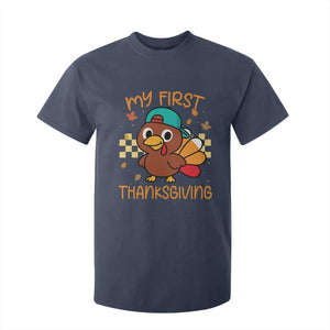 My First Thanksgiving T Shirt For Kid Funny Newborn Thanksgiving Turkey Boys TS10 Navy Print Your Wear