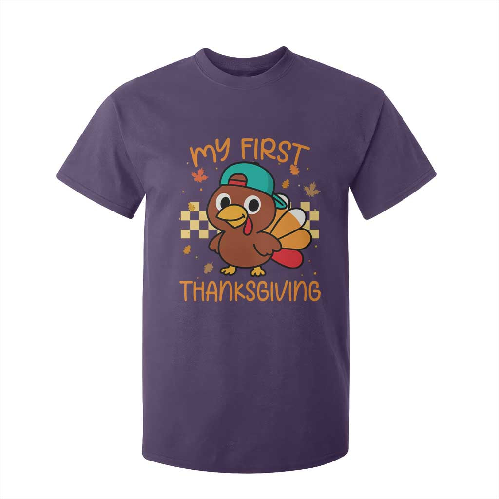 My First Thanksgiving T Shirt For Kid Funny Newborn Thanksgiving Turkey Boys TS10 Purple Print Your Wear