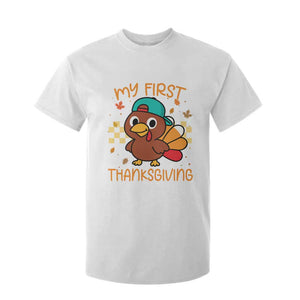 My First Thanksgiving T Shirt For Kid Funny Newborn Thanksgiving Turkey Boys TS10 White Print Your Wear