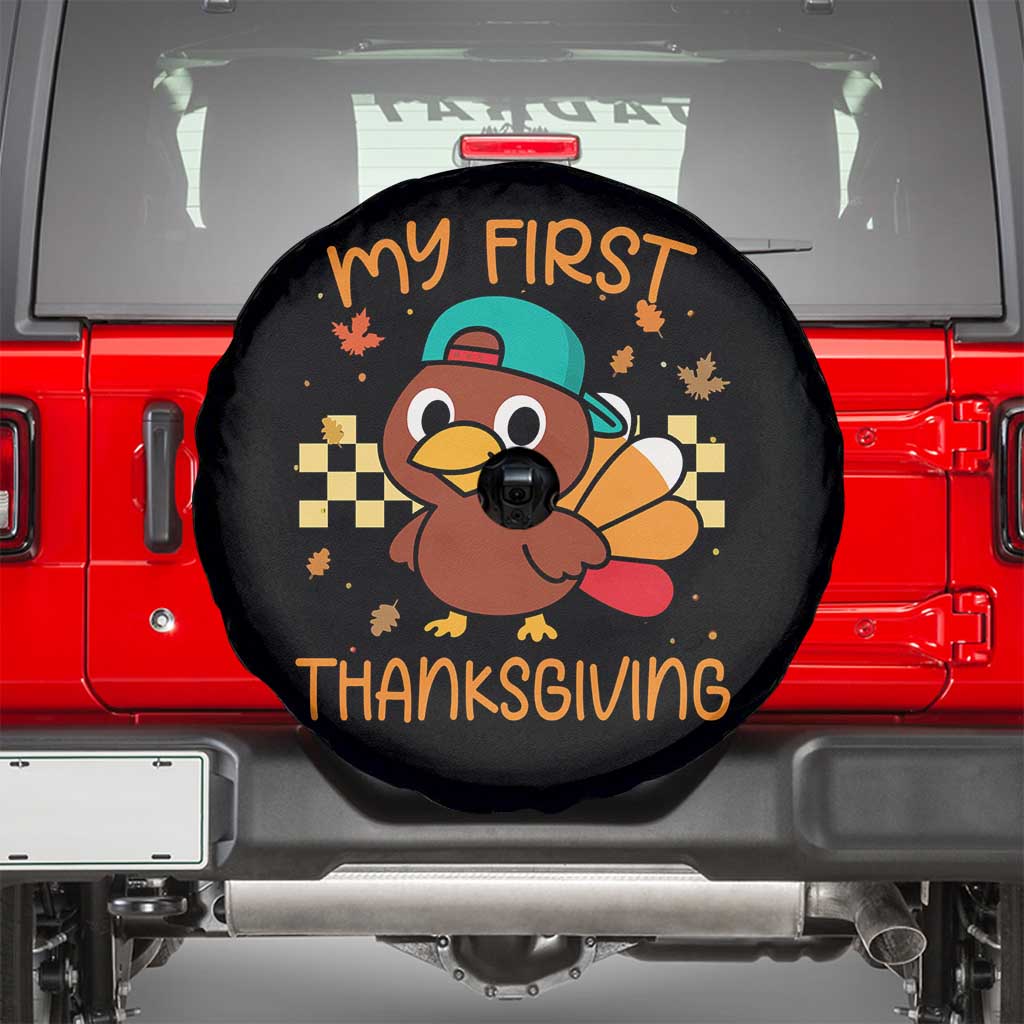 My First Thanksgiving Spare Tire Cover Funny Newborn Thanksgiving Turkey Boys TS10 Black Print Your Wear