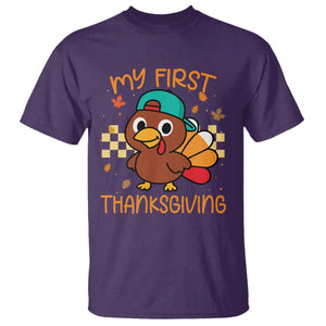 My First Thanksgiving T Shirt Funny Newborn Thanksgiving Turkey Boys TS10 Purple Print Your Wear