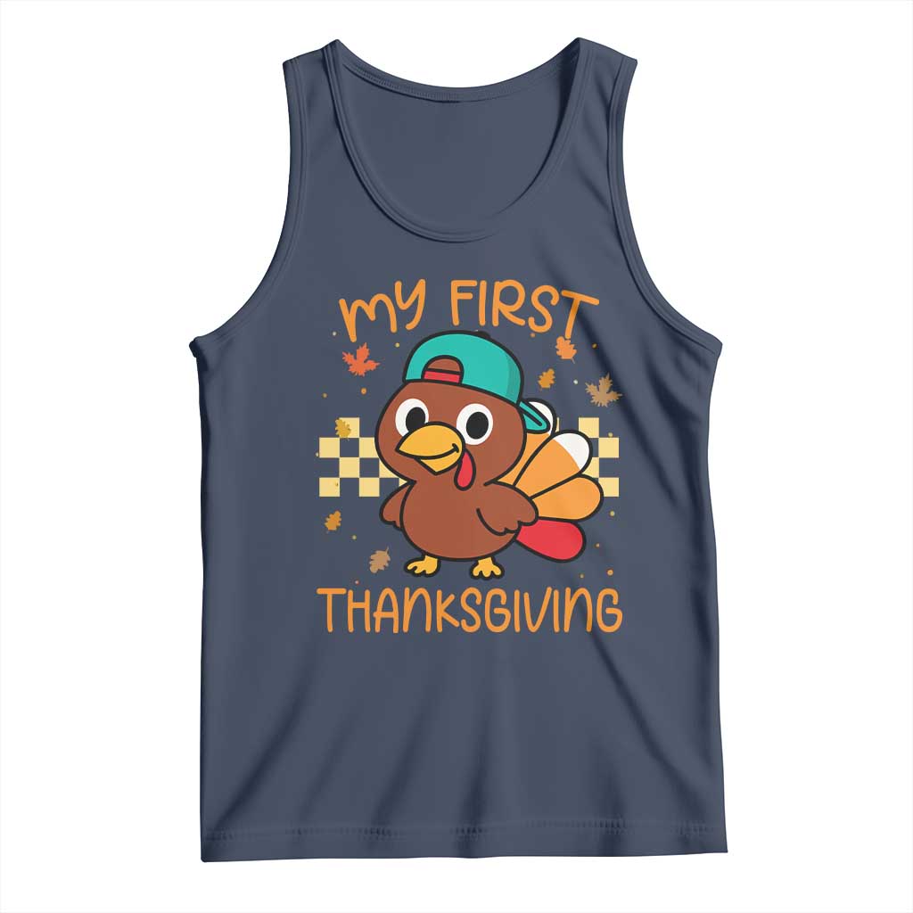 My First Thanksgiving Tank Top Funny Newborn Thanksgiving Turkey Boys TS10 Navy Print Your Wear